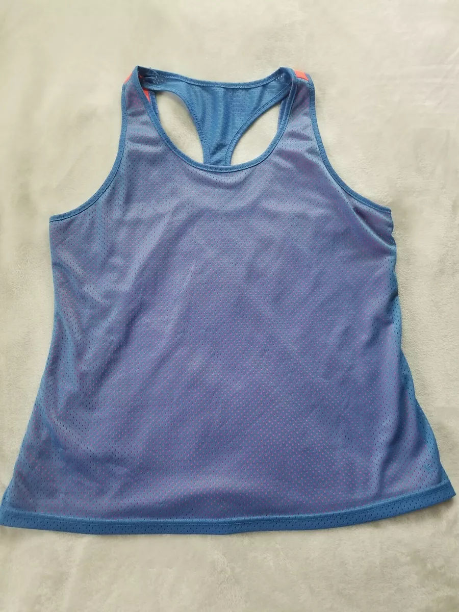 Danskin Now Fitted Tank Top Racerback Women's Blue Orange Mesh Athletic Sz  XL