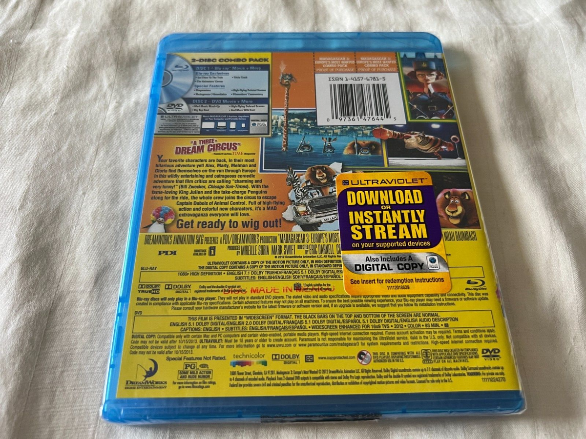 Madagascar 3: Europes Most Wanted (Blu-ray/DVD, 2012, 3-Disc Set Madagascar 3: Europes Most Wanted (Blu-ray/DVD, 2012, 3-Disc Set