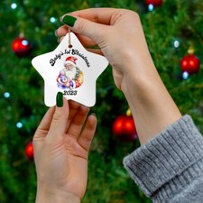 Baby's 1st Christmas ornament, Santa holding a baby, Gift for new mom