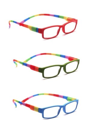 Klammeraffe Lesebrille zum umhängen Bunt Blau Grün Rot Neckholder Brille Etui