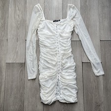 Nasty gal Collection White Ruched Dress size 4