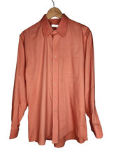 1980s Pierre Cardin Button Front Vintage Dress Shirt in Coral Size 16.5 34/35