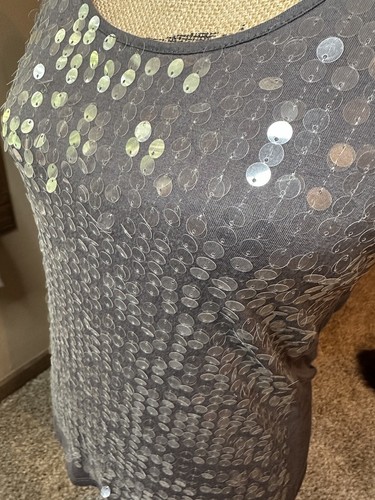 🔥Almost Famous Gray Racerback Blouse Sequins Small Y2K NICE✅ SHIPS FAST⚡️ - Picture 2 of 6
