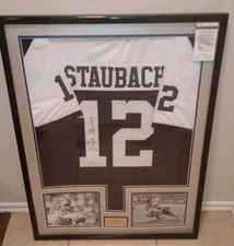 Roger Staubach HOFer Signed Jersey Professionally Framed JSA Certified 39" X 30"