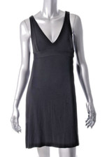 CHAIKEN ~ Black Soft Jersey V-Neck Empire Flare Tank Shift Dress XS NEW $256
