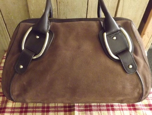 Hermosa Antonio Melani Marrón Gamuza \u0026 Cuero Bolso de mano perfecto para el  otoño | eBay