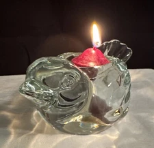 Indiana Clear Glass Blue BirdTea Light Candle Holder(candle Not Included)