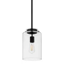 Hampton Bay Mullins 6.75 in. 1-Light Coal Mini Pendant, Kitchen Pendant Lighting