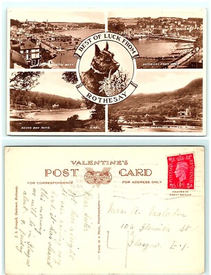 S04-3732, MULTIPLE VIEWS, ROTHESAY, ,UK 1938 POSTMARKED, REAL PHOTO POSTCARD