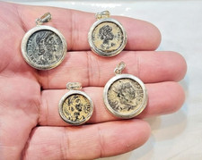 Lot of 4 Roman Coins set in Sterling Silver Frame (25AD - 280AD)