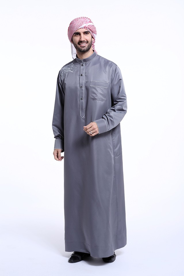 Men Muslim Saudi Style Robe ishdasha Islamic Arab Saudi Thobe Maxi Robe ...