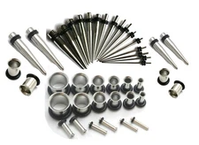 16g-00g Plus 1g & 9mm Steel Ear Stretching Kit Tunnels Tapers Gauges Instruction