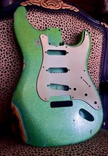 JVG ST BODY RELIC 60s Lacquer VIVID GREEN SPARKLE Alder wood JVGuitars