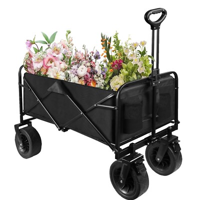 Garden Utility Wagon Cart Heavy Duty Outdoor Wheelbarrow Yard Lawn Trolley