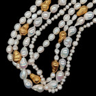 Freshwater Cultured White Keshi Pearl Necklace Statement Choker 17"