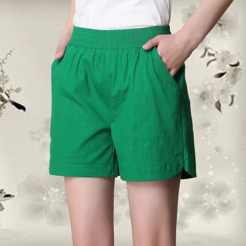 Summer Women's Casual Linen Shorts Trunks Ladies Elastic Waist Beach Short Pants - Picture 5 of 40