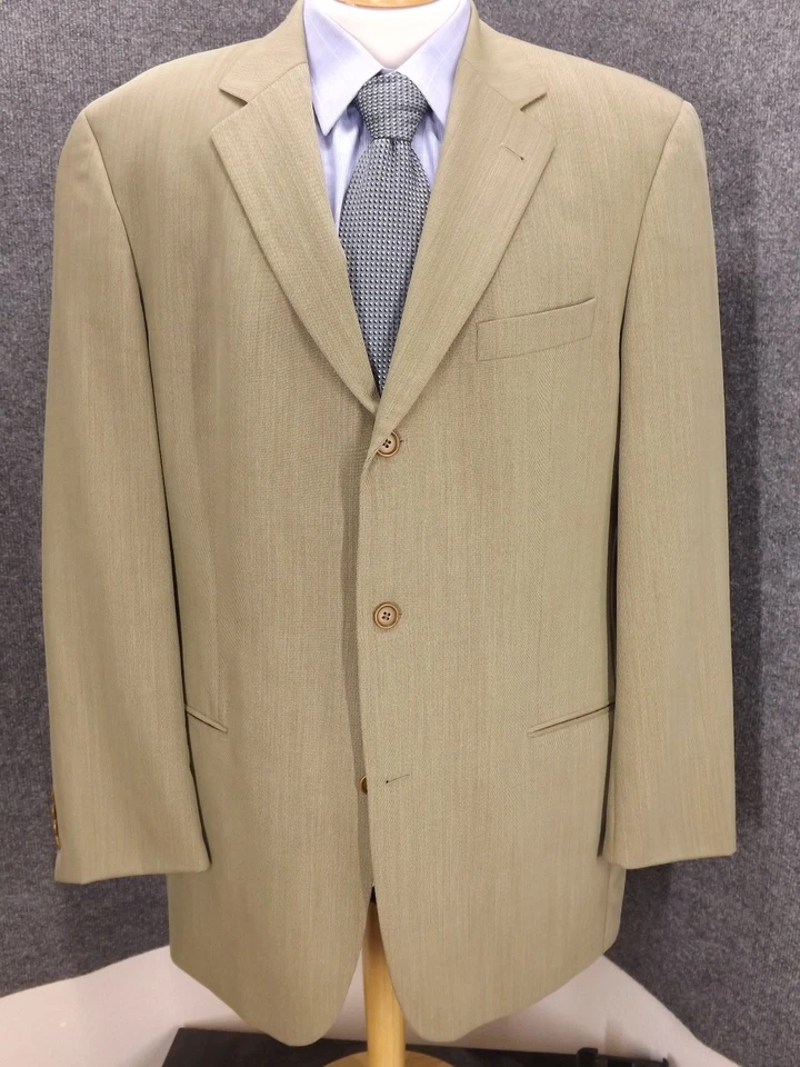Hugo Boss Suit 44XL Tan 100% Schurwolle Virgin Wool 36x33 Pleated Pants 2 Piece - Image 2 of 4
