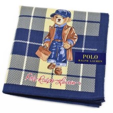 Polo Ralph Lauren Bear Handkerchief Traditional checkered Japanese Cotton NEW