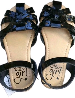 Olivia Miller Girl Black Patent Sandals Size 2 Kids Dress Shoes New OMO-1469K