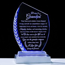 Qianwei Birthday Gifts for Grandpa from Grandkids Glass Plaque Unique Present...