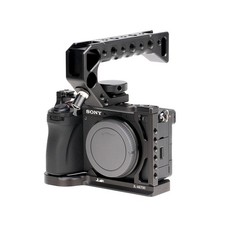 Camera Cage Rig with1/4"-20  3/6" with Top Handle Grip f for Sony A6700 Camera