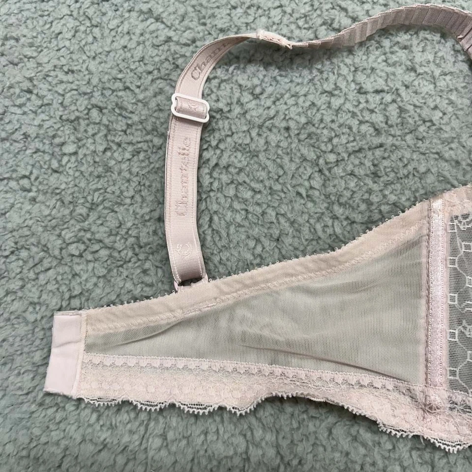 Chantelle Bra 38E Balconette Bra 3645 Rosa Transparente Con Aros Foto 4 de 4