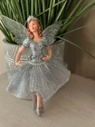 Gisela Graham Silver Christmas Fairy Ballerina Resin Tree Sequin Decoration