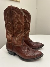 Vintage Nocona Ostrich Leg Cowboy Boot Size 9.5 EEE Brown Leather Made in USA