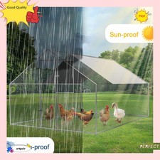 Large Metal Chicken Coop Walk-In Chicken Run 10x10ft Peaked Roof Farm Yard USA