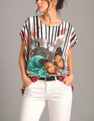 T-Shirt Gr. 44 mit Glitzersteinchen von M2K Paris Weite 60 cm Länge 80 cm