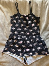 Sanrio Kuromi Black Graphic Print Cami & Sleep Shorts Pajama Set L