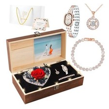 Birthday Gifts for Women - Preserved Roses with Watch Sets Romantic 1 Rose Red