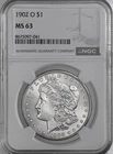1902-O  $1  MORGAN SILVER DOLLAR  "NEW ORLEANS"  NGC MS63  #8675097-041