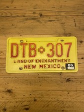 Vintage New Mexico Land of Enchantment US Car License Plate DTB 307