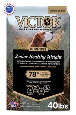 Dog Food 40lb Super Premium Senior Healthy Weight Gluten Free Glucosamine VICTOR 2.62 per pound