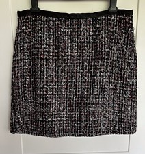 BNWT Black Pink Silver Tweed Skirt Sz16 Lined Faux Leather Waistband M&Co RRP£34