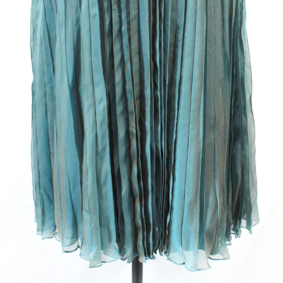 Carmen Marc Valvo 100% шелк Y2K Babydoll шалфей зеленый фея вечернее платье размер 6 - Изображение 4 из 4