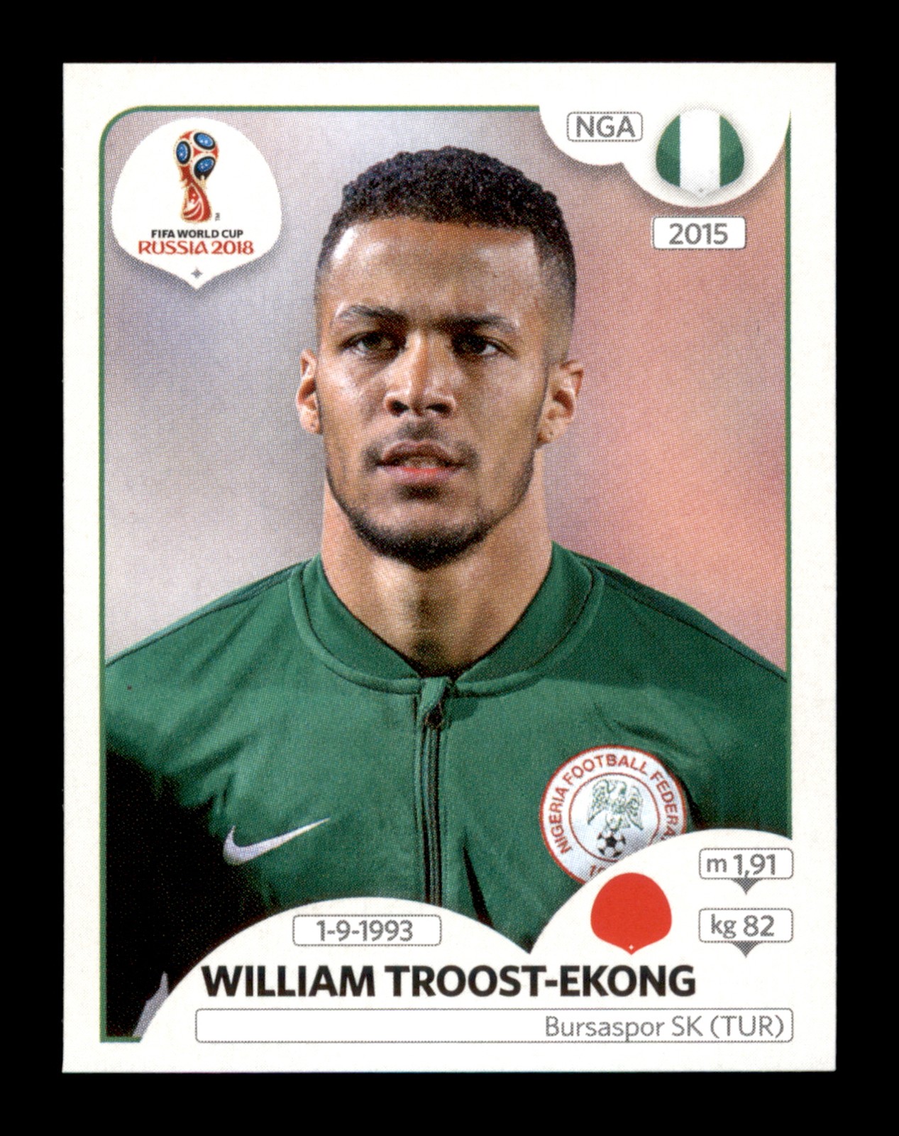 William Troost-Ekong Nigeria 2018 Panini World Cup Sticker #337