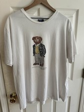 VINTAGE RALPH LAUREN POLO BEAR WHITE COTTON T-SHIRT SZ XLARGE