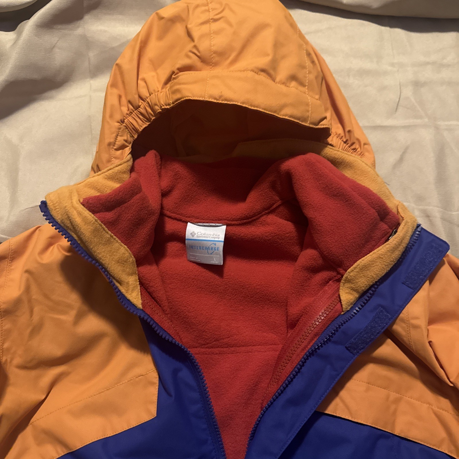 Columbia Bugaboo Fleece Interchange Jacket Boys Size Large, Blue/Orange NWT image 5