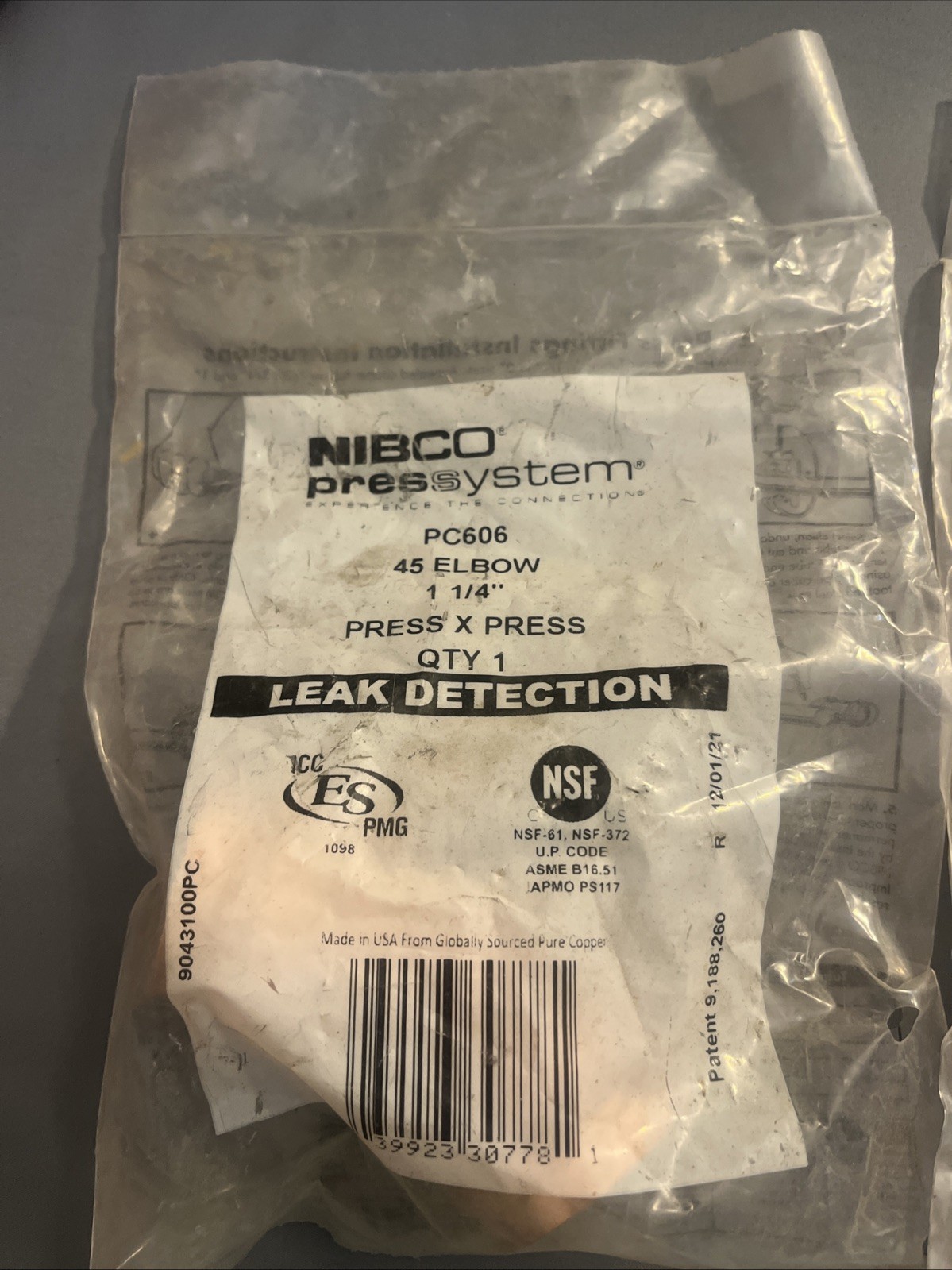 Nibco Press Copper Elbow Fitting 45 Degree 1-1/4 PC606 Lot of 2