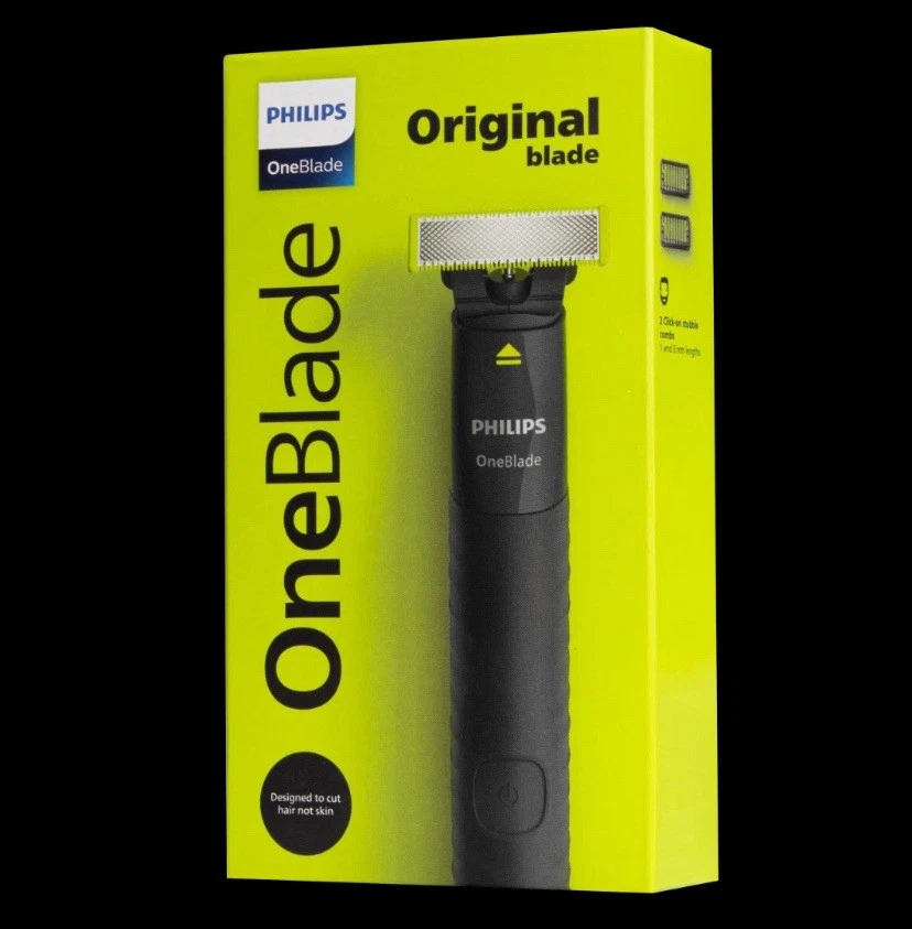 NEU Philips OneBlade Rasierer QP1424 10 Schwarz Grün mit Etui Trimmer Wet Dry - Immagine 4 di 4
