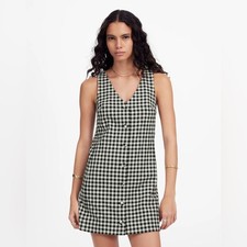 Madewell NWT V-Neck Mini Vest Dress in Gingham Size 8 in Black & White Check