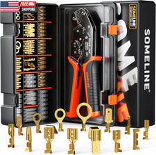 Open Terminal Connector Crimping Tool Kit Ratcheting Wire Crimper for 24-14 AWG