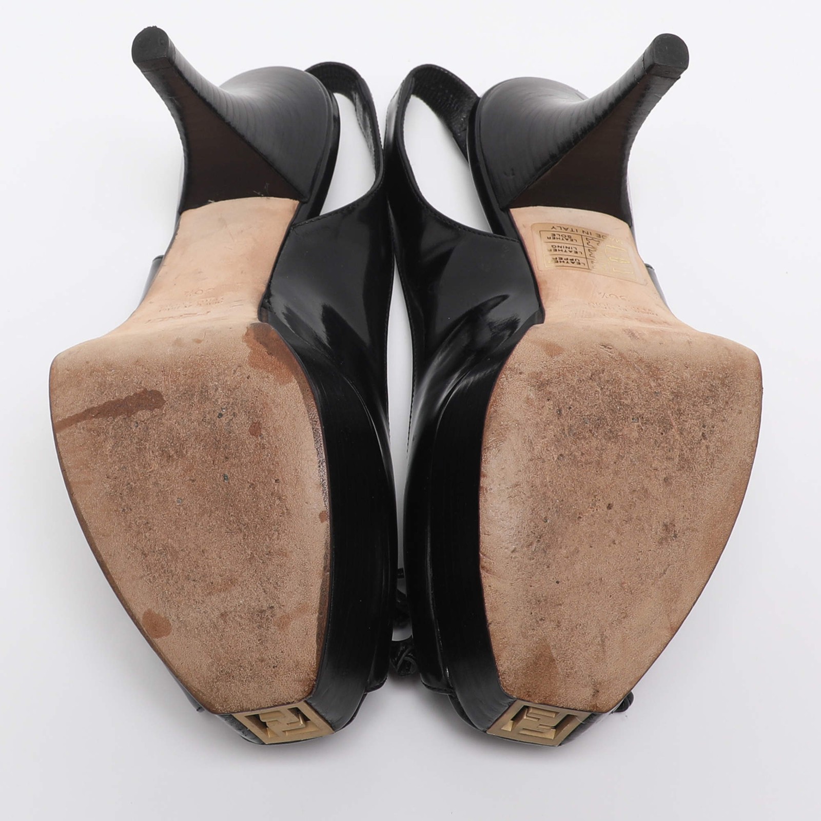 Fendi Black Leather Fendista Platform Slingback Pumps Size 36.5 thumbnail 6