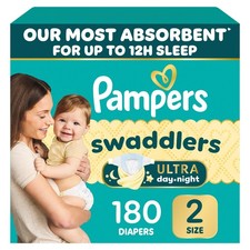 Pampers Swaddlers Ultra Day  Night Diapers, Size 2 10-22 lbs , 180-count