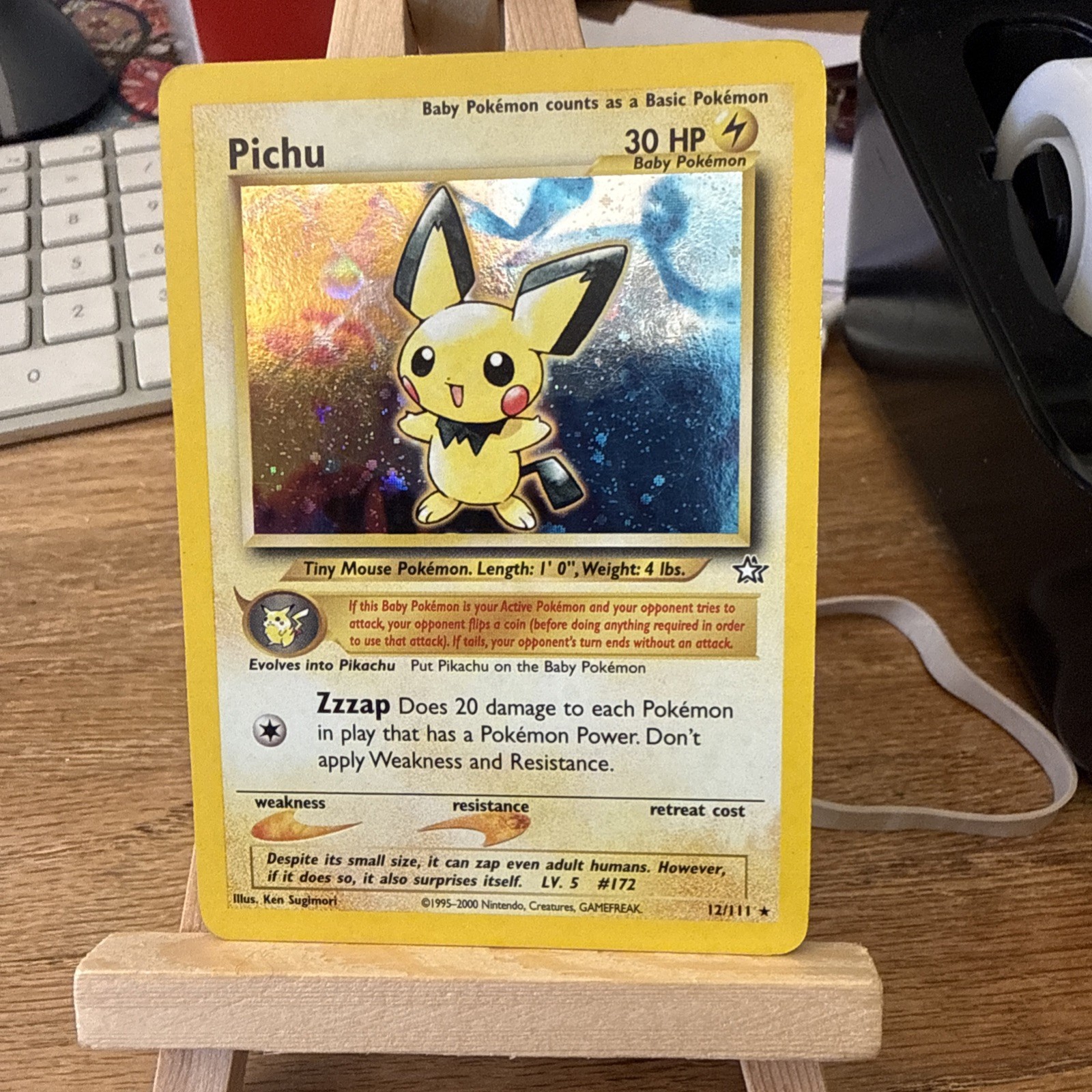 Pichu 12/111 Pokemon Neo Genesis Unlimited Holo Rare Lightly Played 2000