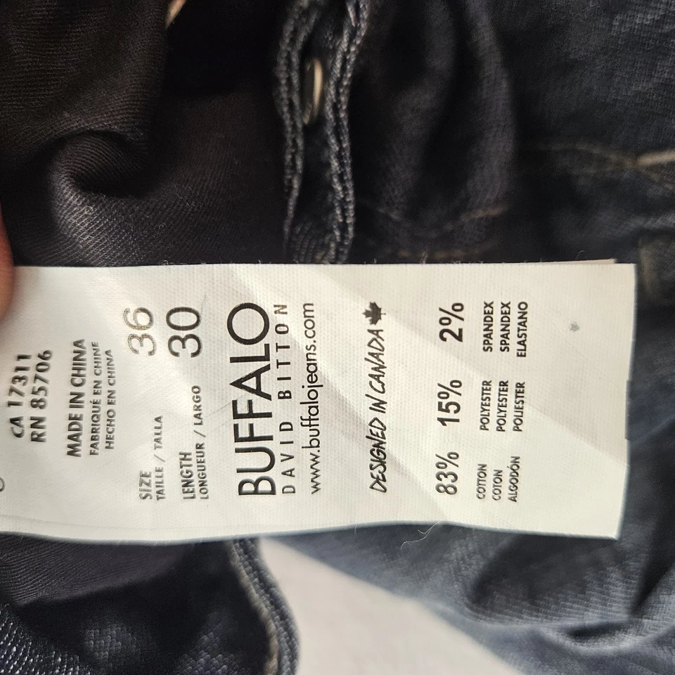 Pantalones de mezclilla para hombre Buffalo David Bitton Six-X ajustados rectos elásticos azul marino 36X30 Foto 4 de 4