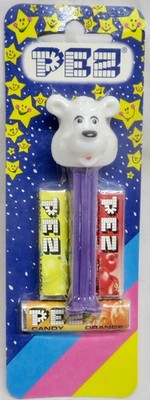 1990'S VINTAGE RETIRED EURO ''ICEE BEAR'' STARRY BONBONS/STRIPED CARD PURPLE STEM