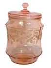 Vintage Pink Depression Glass Cookie or Biscuit Jar with Lid 1920's-1940's